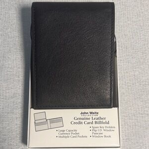John Weitz Black Leather Credit Card Billfold